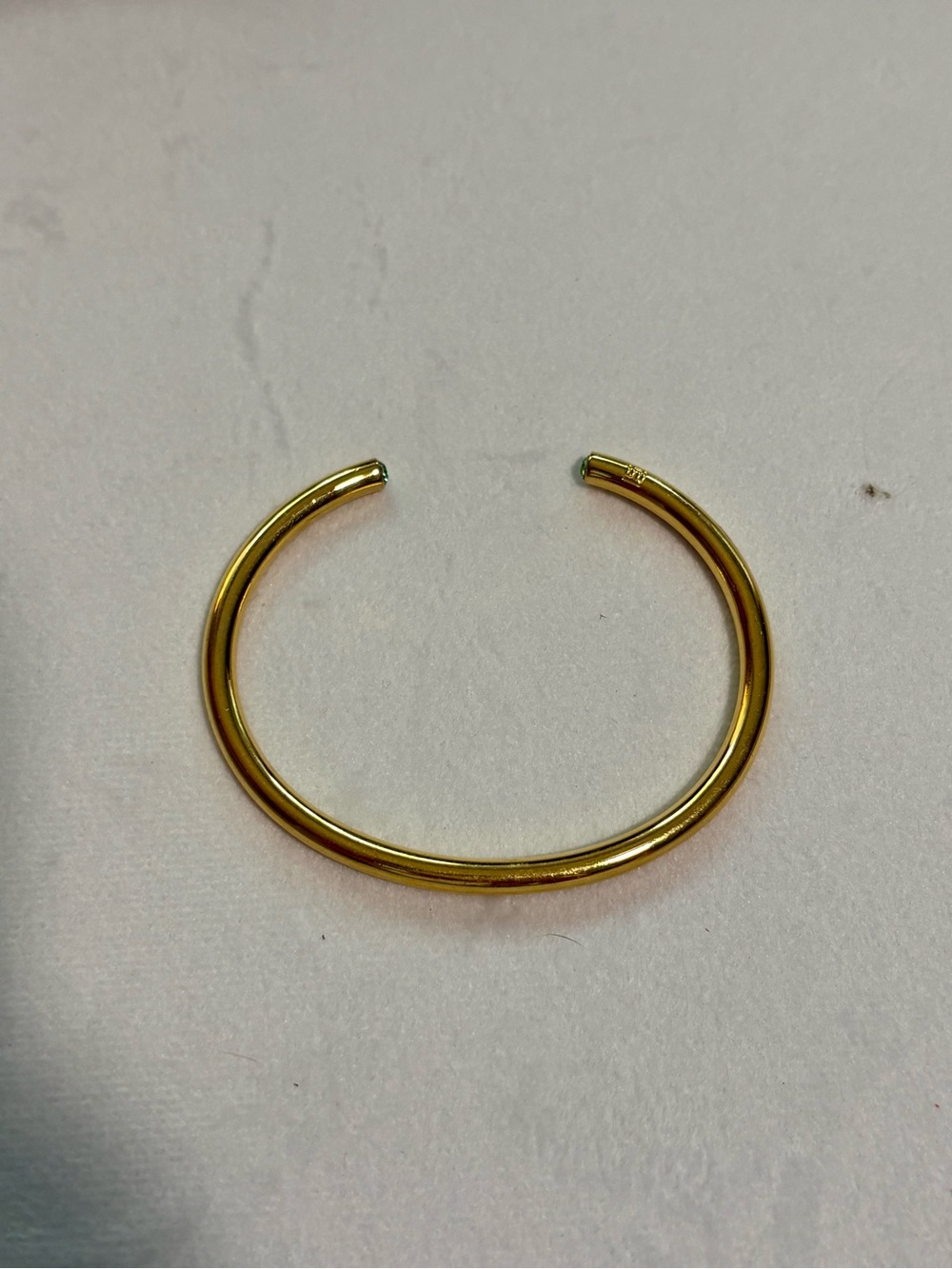Loren Stewart  Gold Open Cuff Bracelet with green crystal accents